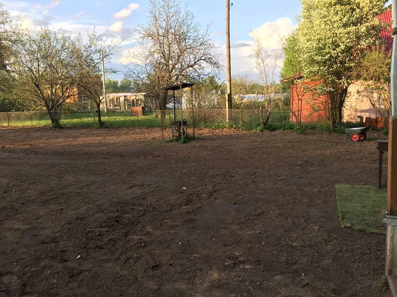 Расчистка и выравнивание участка, с.Линда Борский р-н, весна